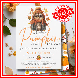 Invitación Una pequeña calabaza caída otoño CUTE OWL Baby Sho
