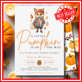 Invitación Una pequeña calabaza caída otoño FOX ROJO Baby Sho