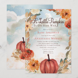 Invitación Una pequeña calabaza | Chica Floral Caída Bebé Spr