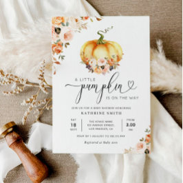 Invitación Una pequeña calabaza dorado sonrojizo ducha de beb