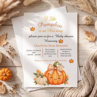 Invitación Una pequeña calabaza está en camino Baby Shower