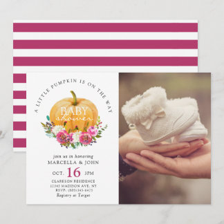 Invitación Una pequeña calabaza está en camino Baby Shower