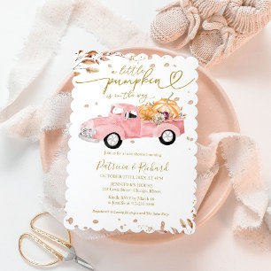 Invitación Una pequeña calabaza está en camino Chica Baby Sho