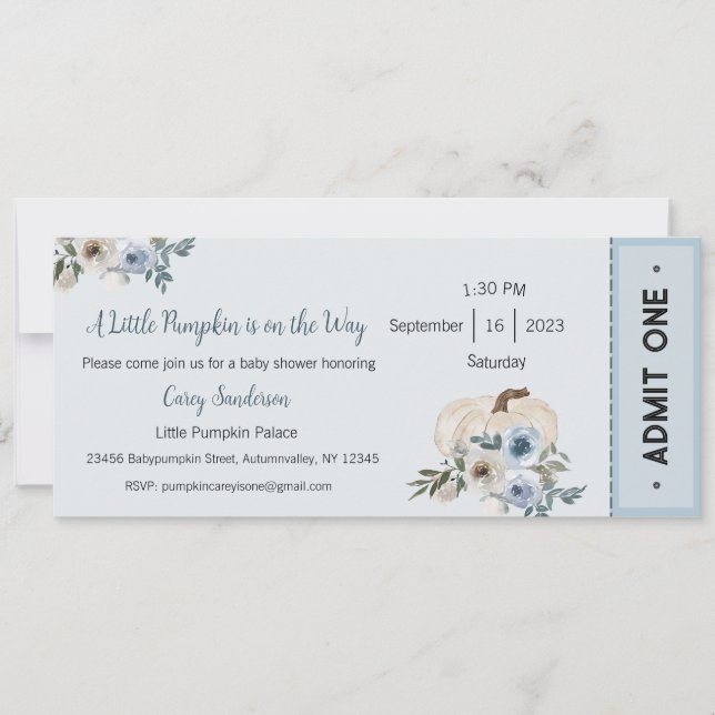 Invitación Una pequeña calabaza está en camino Invitación, Be (Anverso)