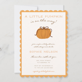 Invitación Una pequeña calabaza está en camino Minimalista fi
