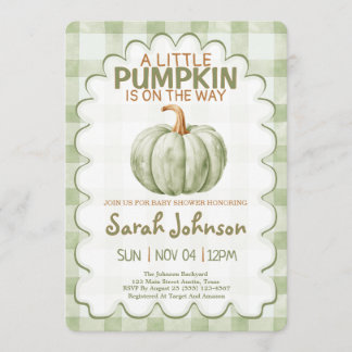 Invitación Una pequeña calabaza está en camino Verde Baby Sho