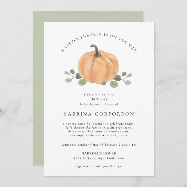 Invitación Una pequeña calabaza está en el camino de la acuar (Anverso / Reverso)