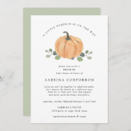 Invitación Una pequeña calabaza está en el camino de la acuar