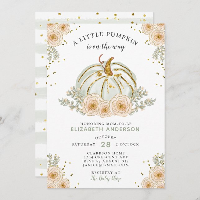 Invitación Una Pequeña Calabaza Está En El Camino De La Dulce (Anverso / Reverso)