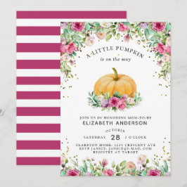 Invitación Una Pequeña Calabaza Está En El Camino Girly Flora