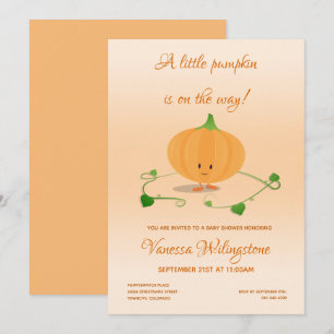Invitación Una pequeña calabaza está en la manera Baby Shower