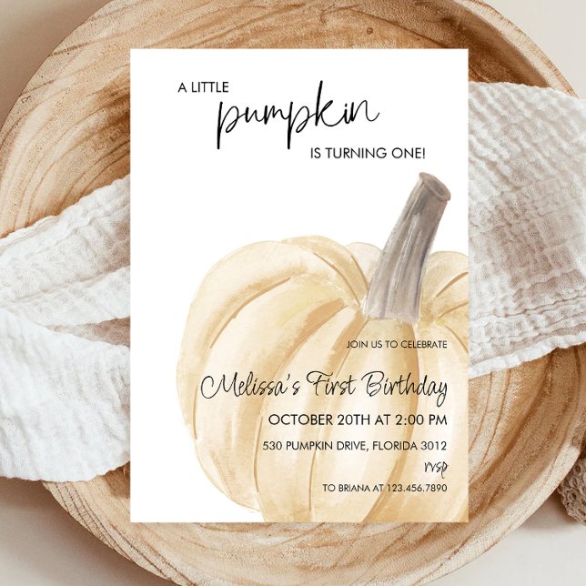 Invitación Una pequeña calabaza fiesta de cumpleaños otoño (Subido por el creador)