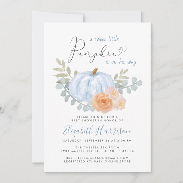 Invitación Una pequeña calabaza Flor Acuática Bebé Ducha (Anverso)