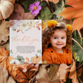 Invitación Una pequeña calabaza foto de cumpleaños de agradec