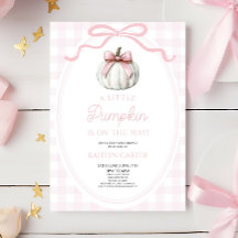 Una pequeña calabaza lazo rosa otoño baby shower