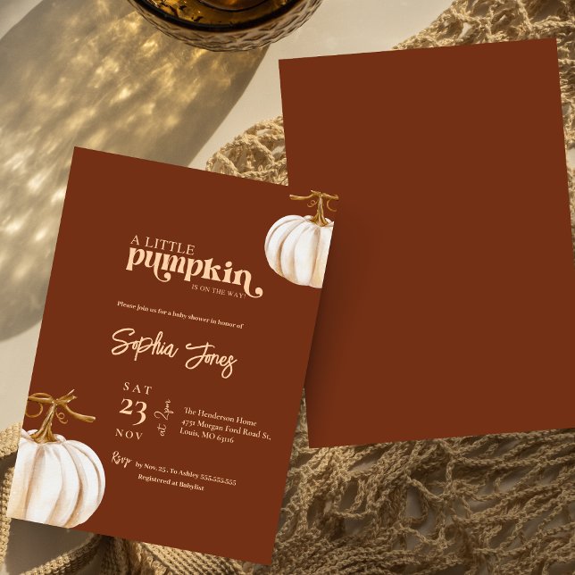 Invitación Una pequeña calabaza marrón calabaza blanca ducha  (Subido por el creador)