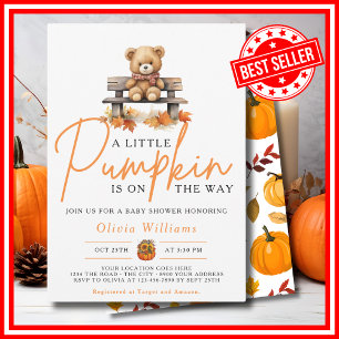 Invitación Una pequeña calabaza Otoño CUTE BEAR Baby Shower