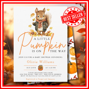 Invitación Una pequeña calabaza Otoño SQUIRREL Baby Shower
