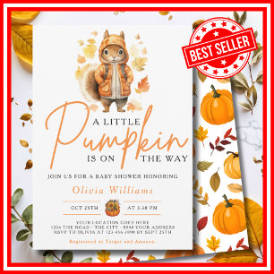 Invitación Una pequeña calabaza Otoño SQUIRREL Baby Shower