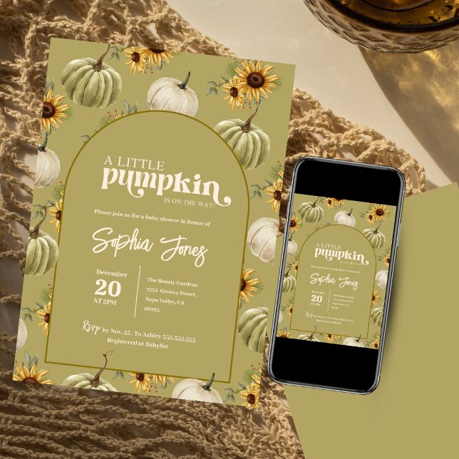 Invitación Una pequeña calabaza verde giratoria caída de bebé (Subido por el creador)