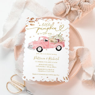 Invitación Una pequeña camioneta rosa de calabaza, Baby Showe