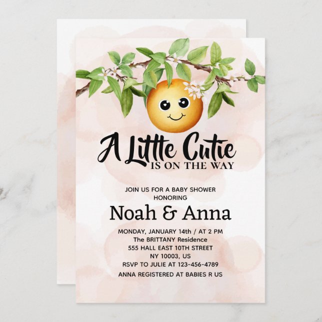 Invitación una pequeña corbata está en camino de una simple d (Anverso / Reverso)