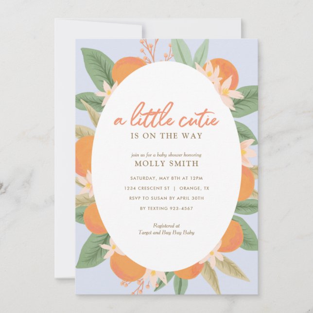 Invitación Una pequeña corbata está en camino Naranja Baby Sh (Anverso)
