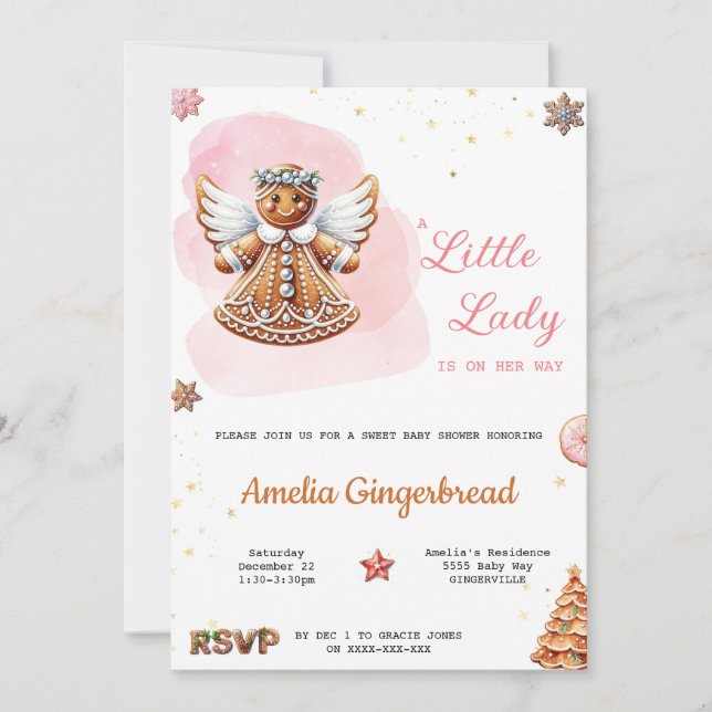 Invitación Una Pequeña Dama De Camino A Baby Shower (Anverso)