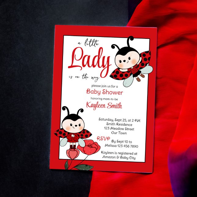 Invitación Una pequeña dama linda bebé ducha de bebé (Subido por el creador)