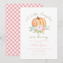 Invitación Una pequeña ducha de bebé de calabaza floral y cua