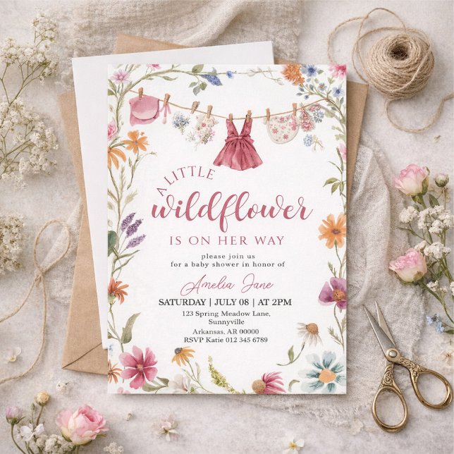 Invitación una pequeña ducha de bebé de flor silvestre (Subido por el creador)
