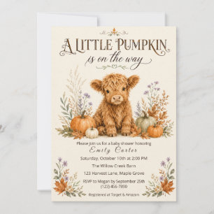 Invitación Una pequeña ducha de bebé de vaca Highland de cala