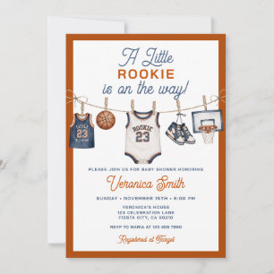 Invitación Una pequeña ducha de bebé deportiva de baloncesto 