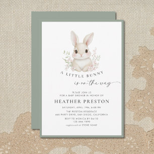 Invitación Una pequeña ducha de bebé elegante verde salvia de