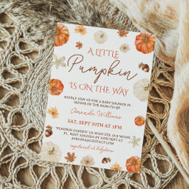 Invitación Una pequeña ducha de bebé floral de calabaza otoña
