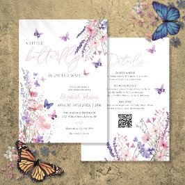 Invitación Una pequeña ducha de bebé floral de mariposa todo 