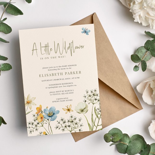 Invitación Una pequeña ducha de bebé florida de primavera (Subido por el creador)