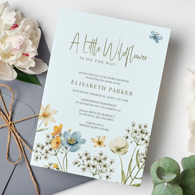 Invitación Una pequeña ducha de bebé florida de primavera (Subido por el creador)