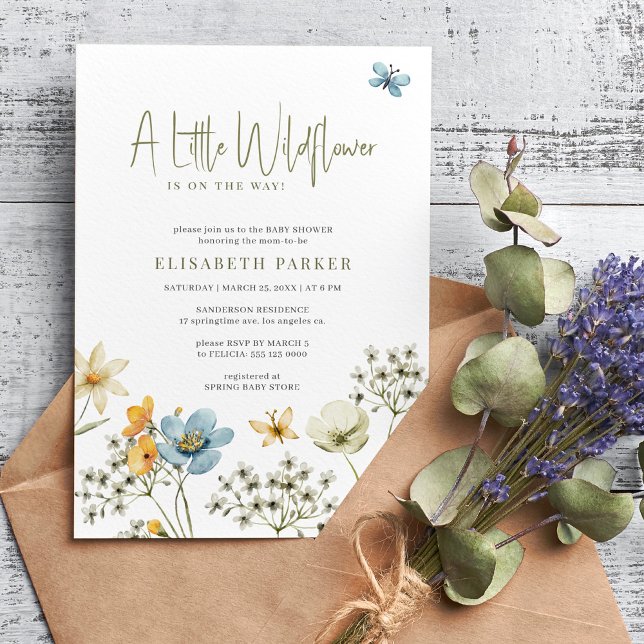 Invitación Una pequeña ducha de bebé florida de primavera (Subido por el creador)