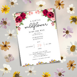 Invitación Una pequeña ducha de bebé florida y elegante