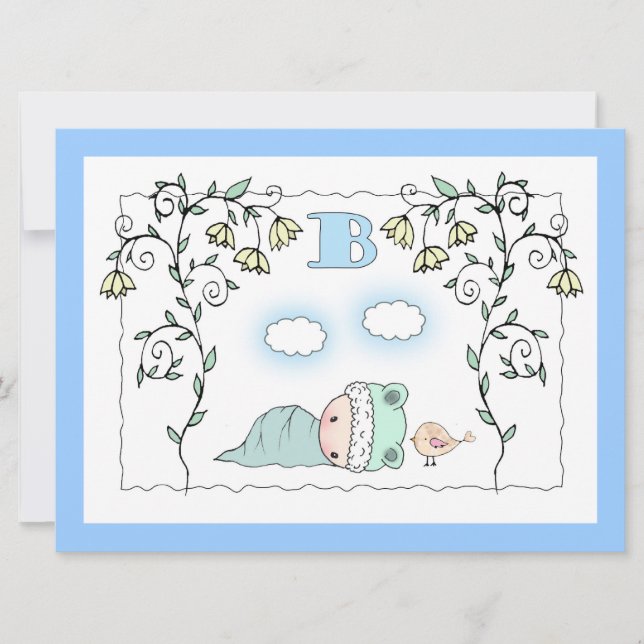 Invitación Una pequeña ducha de bebé invita al bebé y al pája (Anverso)