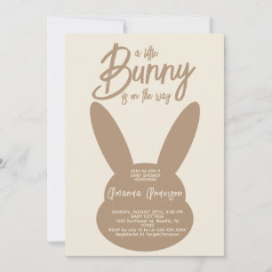 Invitación Una pequeña ducha de bebé minimalista de conejo ne