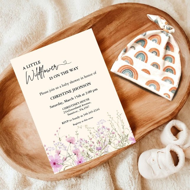 Invitación Una pequeña ducha de bebé neutra de género con flo (Subido por el creador)