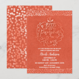 Invitación Una pequeña ducha de bebé otoñal rústica naranja d