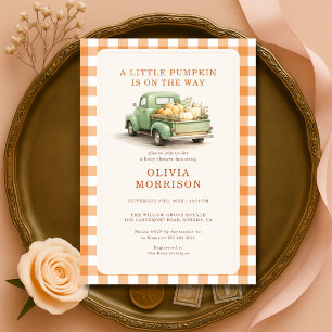 Invitación Una pequeña ducha de bebé para camión de calabaza