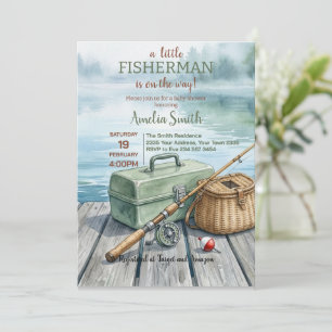 Invitación Una pequeña ducha de bebé para pescador está en ca