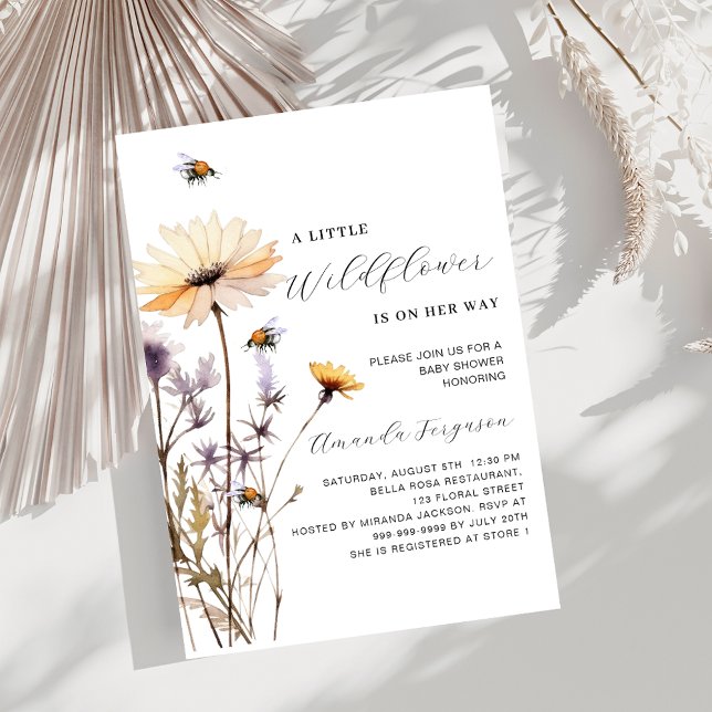 Invitación Una pequeña ducha de bebé púrpura de flores silves (Subido por el creador)