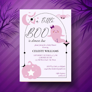 Invitación Una pequeña ducha de bebé rosa pastel de Halloween