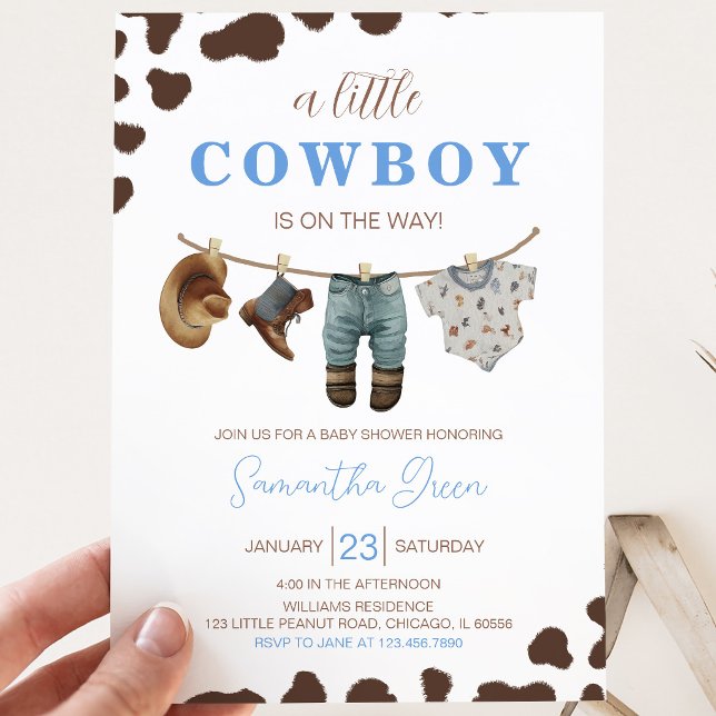 Invitación Una pequeña ducha de bebé vaquero (Subido por el creador)