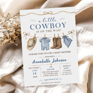 Invitación Una pequeña ducha de bebé vaquero niño
